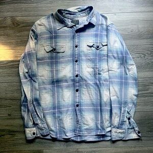 J. Crew Men’s Blue White Flannel Long Sleeves Button Up Shirt Fall Size L Casual